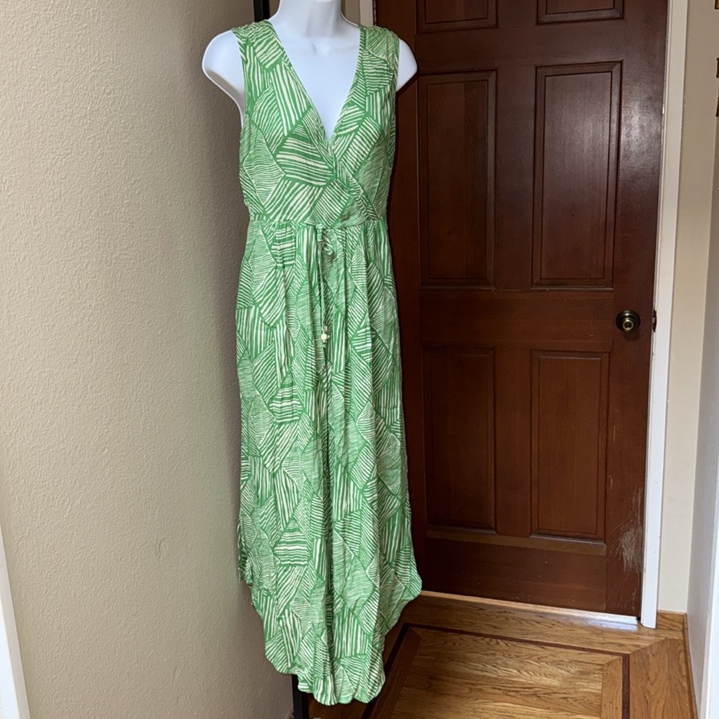 Nwt Band Of The Free Batik Gauze Green Sleeveless Jumpsuit Cut Out Sides Size M